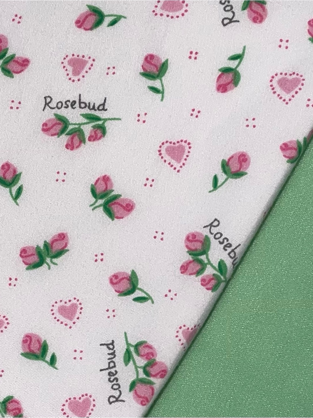 1.5 YARDS Cotton Rosebud Floral Print Fabric + 3 YARDS Apple Green Crepe Lining